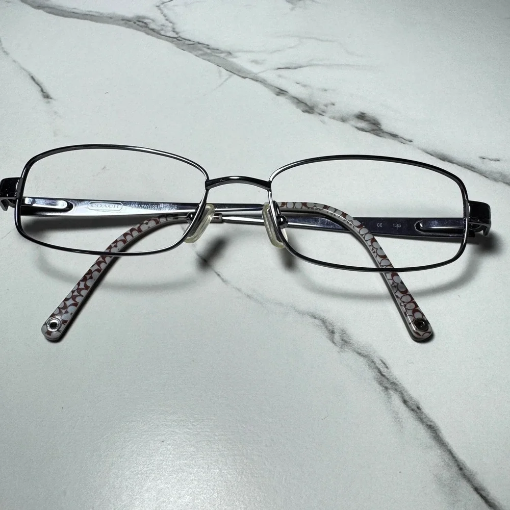 Coach Wendy 129 Gunmetal Rectangular Eyeglass Frames Signature C 51-16-135